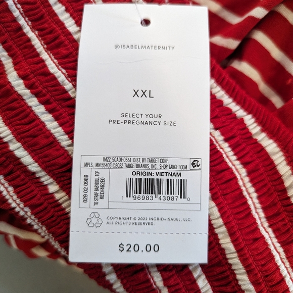 Isabel Maternity Tie Strap Tank Top Red Striped - Picture 8 of 9